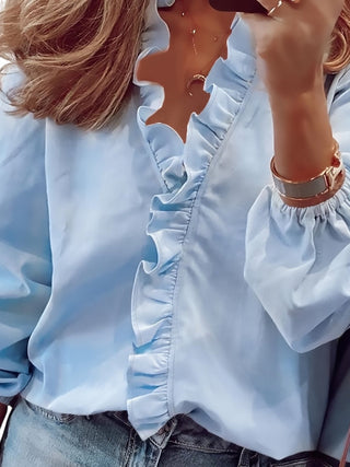 Angeline | Ruched V-Neck Blouse