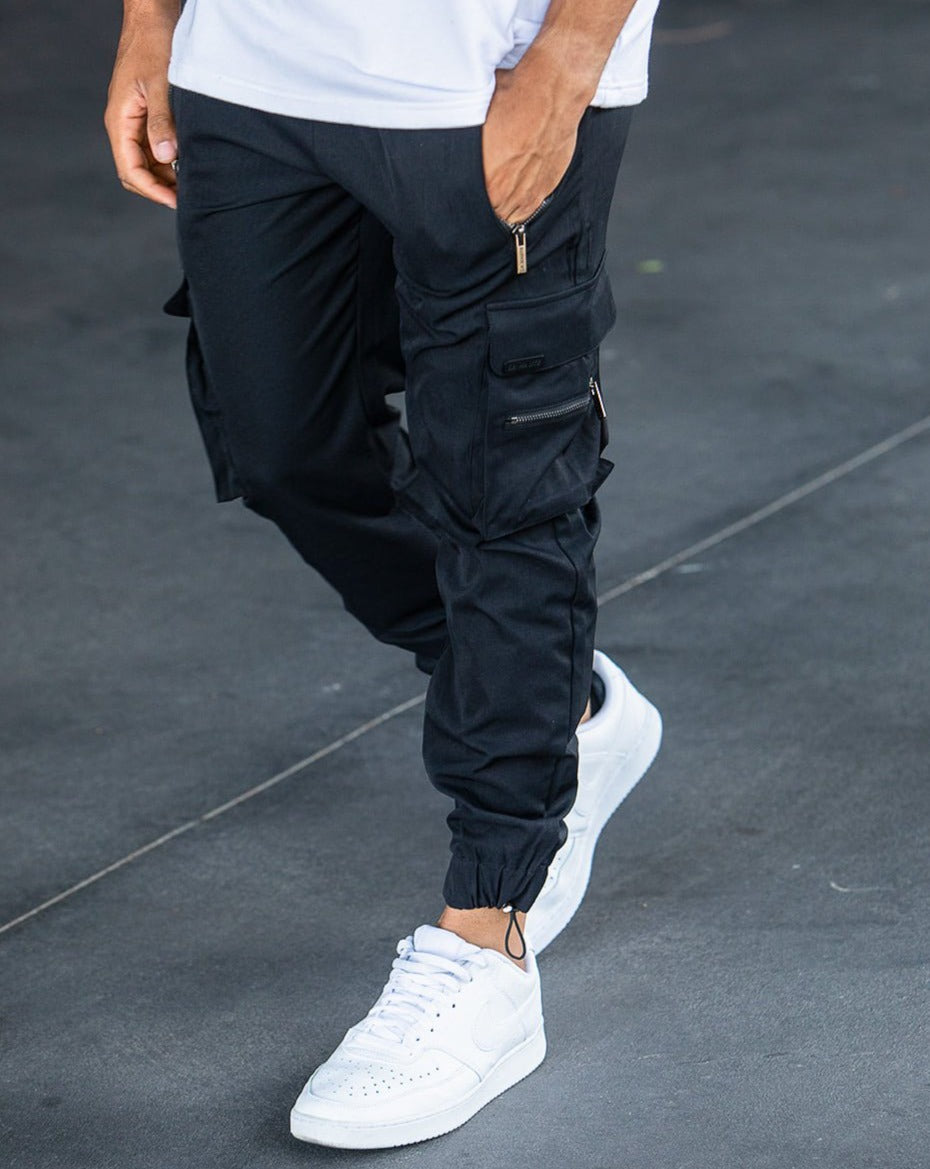 Ashcroft | Black Cargo Trousers
