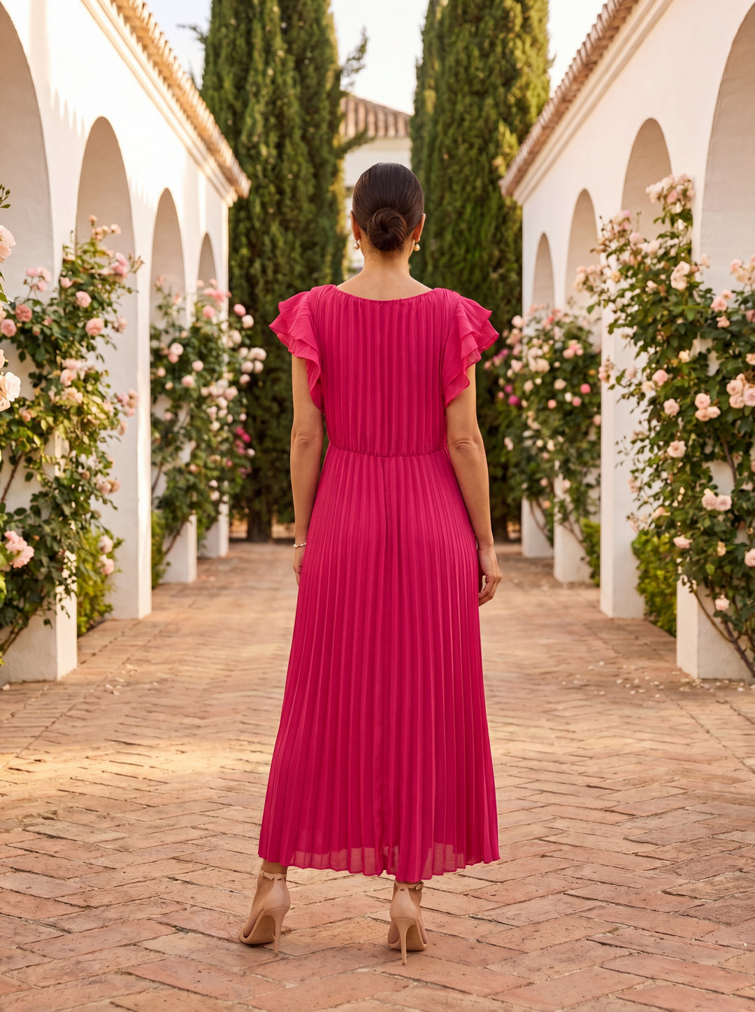 Seraphina | Pleated Maxi Dress with Tie Waist