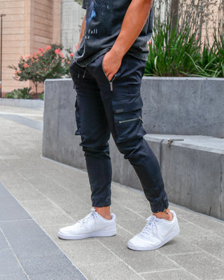 Ashcroft | Black Cargo Trousers