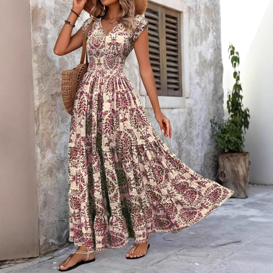 Ashcroft Chic Summer V-Neck Shirred Boho Dress – view 3