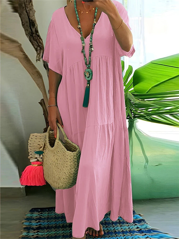 Ashcroft Soft Ruffle V-Neck Maxi Dress