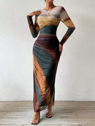 Ashcroft Comfy Printed Round Neck Bodycon Maxi Dress – view 8