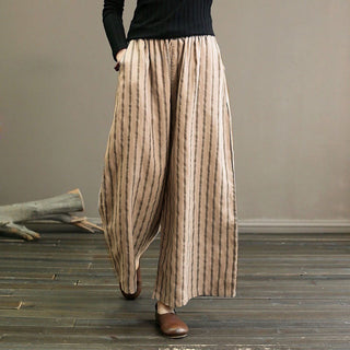 Wide-Leg Striped Trousers