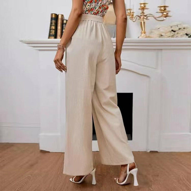 Elegant Wide-Leg Plain Trousers