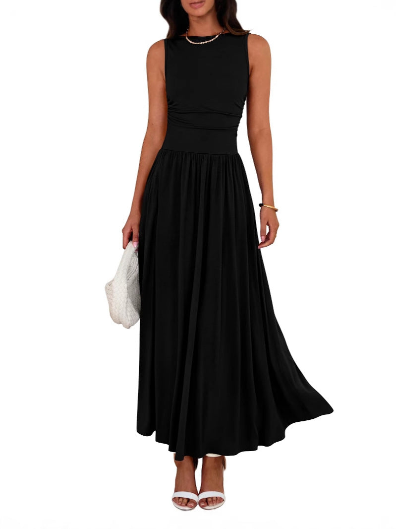 Ashcroft Chic Sleeveless Ruched High-Waisted Maxi Dress