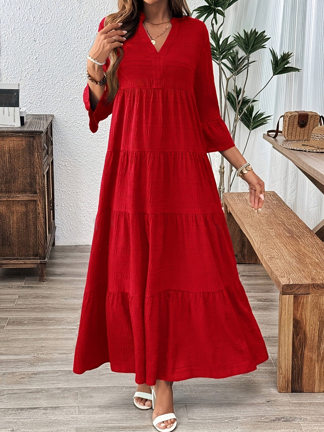 Ashcroft Casual V-Neck Summer Maxi Dress