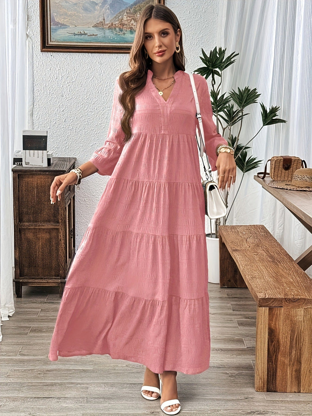 Ashcroft Casual V-Neck Summer Maxi Dress – view 2