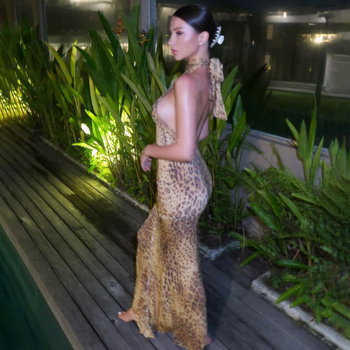 Ashcroft Graceful Leopard Backless Sleeveless Maxi Dress – view 2