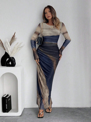 Ashcroft Comfy Printed Round Neck Bodycon Maxi Dress – view 6