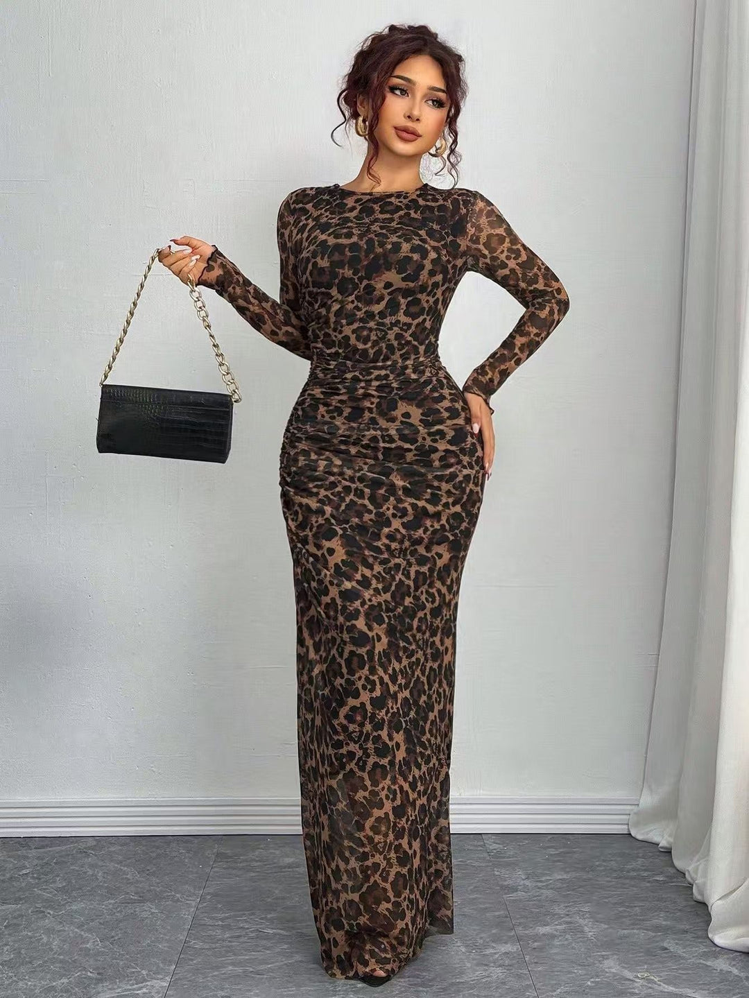 Ashcroft Comfy Printed Round Neck Bodycon Maxi Dress – view 12