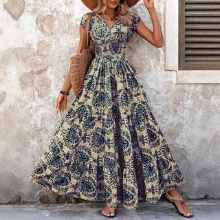 Ashcroft Chic Summer V-Neck Shirred Boho Dress – view 2