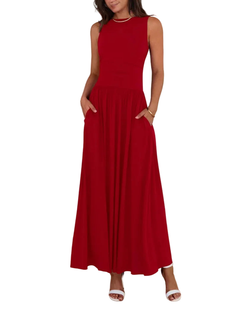 Ashcroft Chic Sleeveless Ruched High-Waisted Maxi Dress – view 2