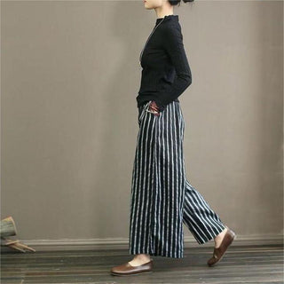 Wide-Leg Striped Trousers