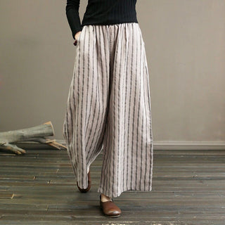 Wide-Leg Striped Trousers