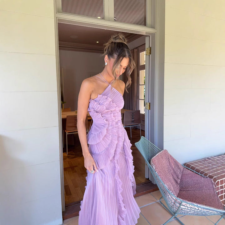 Ashcroft Elegant Halter Neck Lotus Summer Maxi Dress – view 2