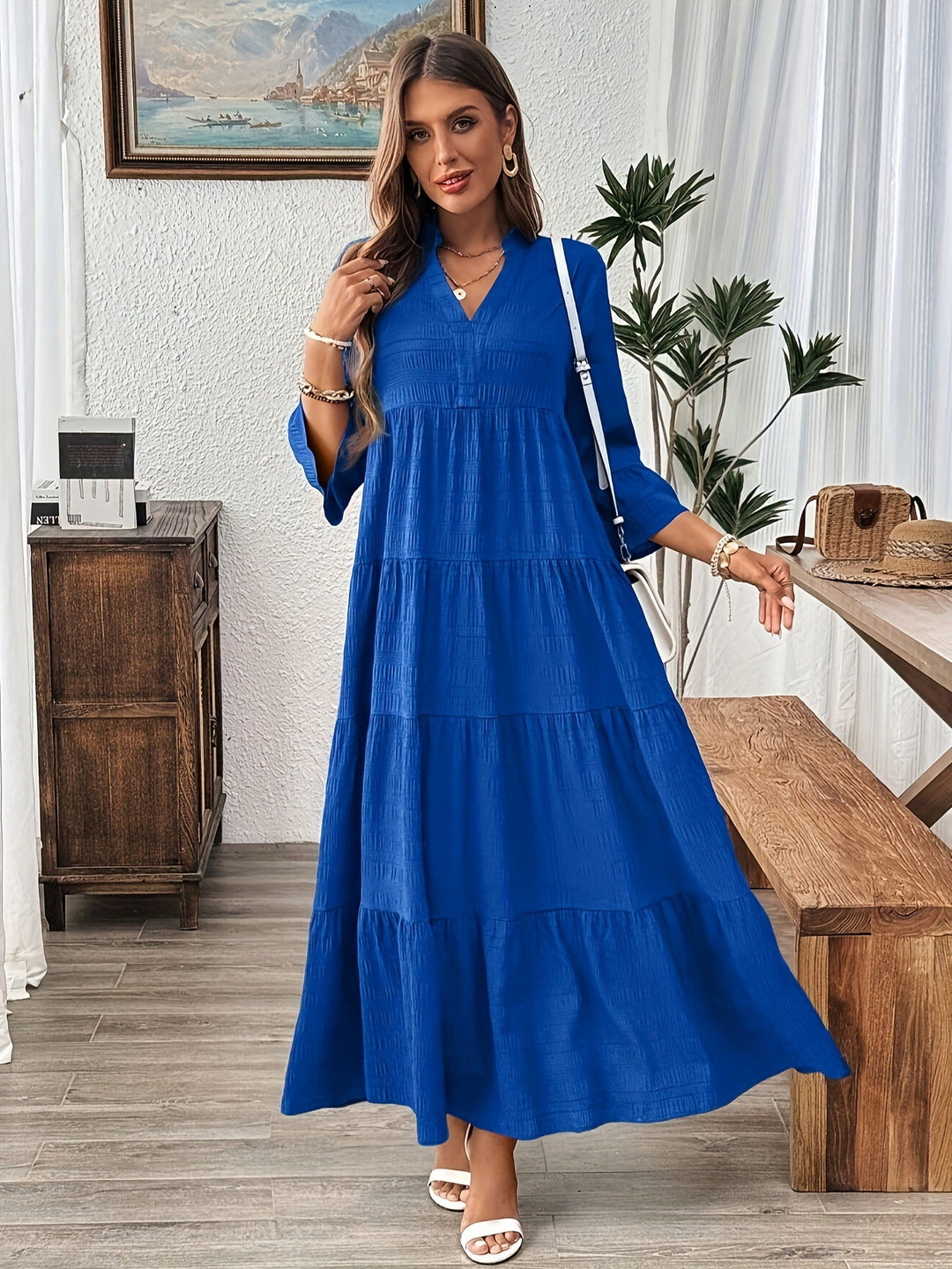 Ashcroft Casual V-Neck Summer Maxi Dress – view 4