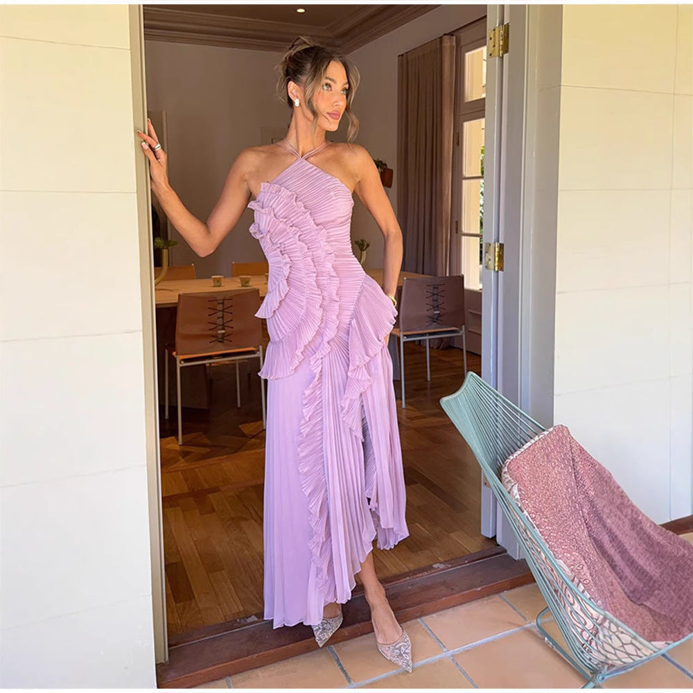 Ashcroft Elegant Halter Neck Lotus Summer Maxi Dress