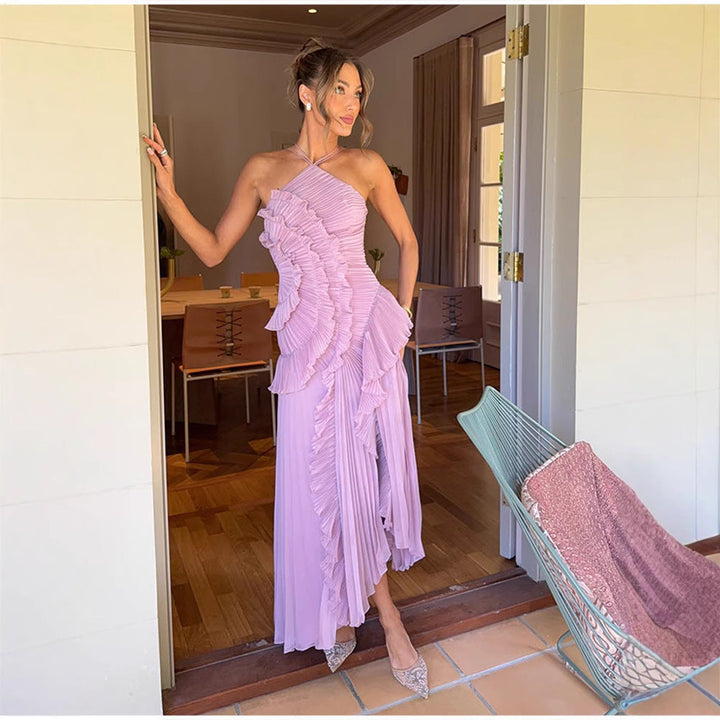 Ashcroft Elegant Halter Neck Lotus Summer Maxi Dress