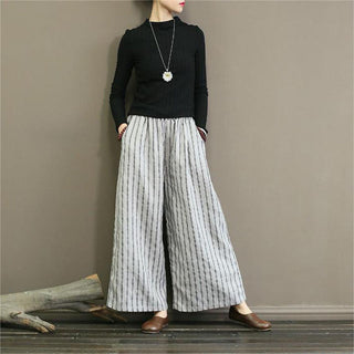 Wide-Leg Striped Trousers