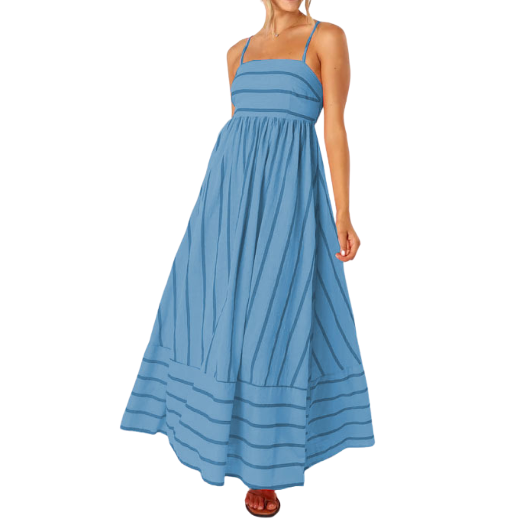 Ashcroft Striped Spaghetti Strap Swing Maxi Dress – view 5