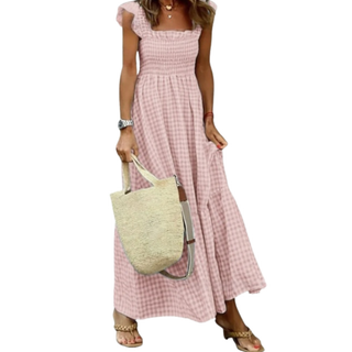 Ashcroft Retro Plaid Smocked Flounce Dress – view 6