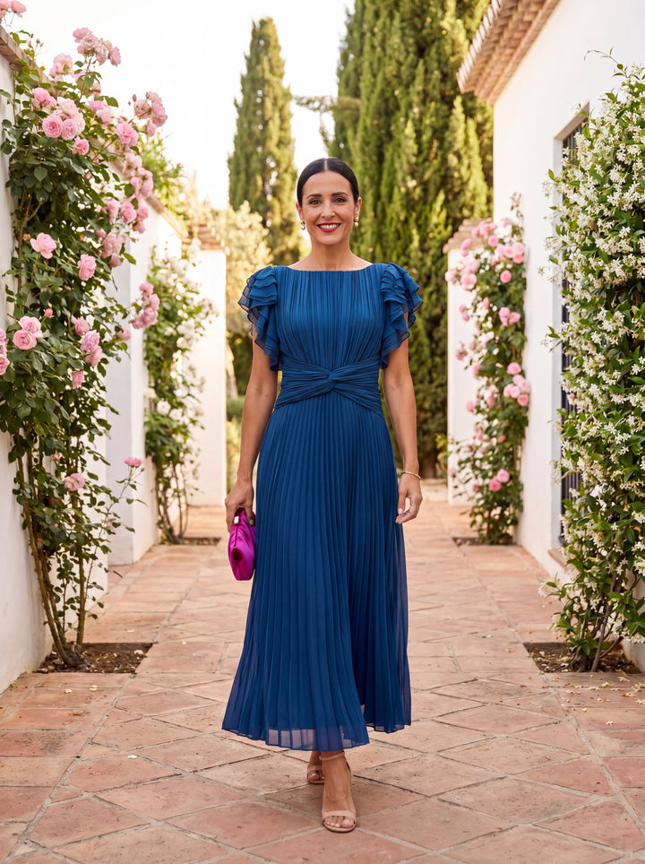 Seraphina | Pleated Maxi Dress with Tie Waist
