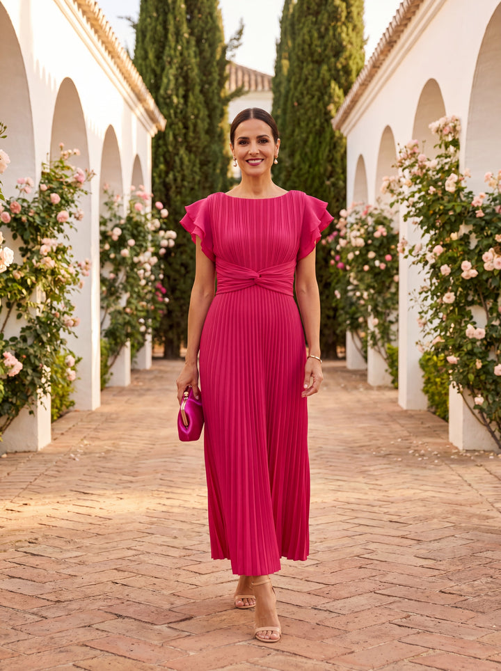 Seraphina | Pleated Maxi Dress with Tie Waist