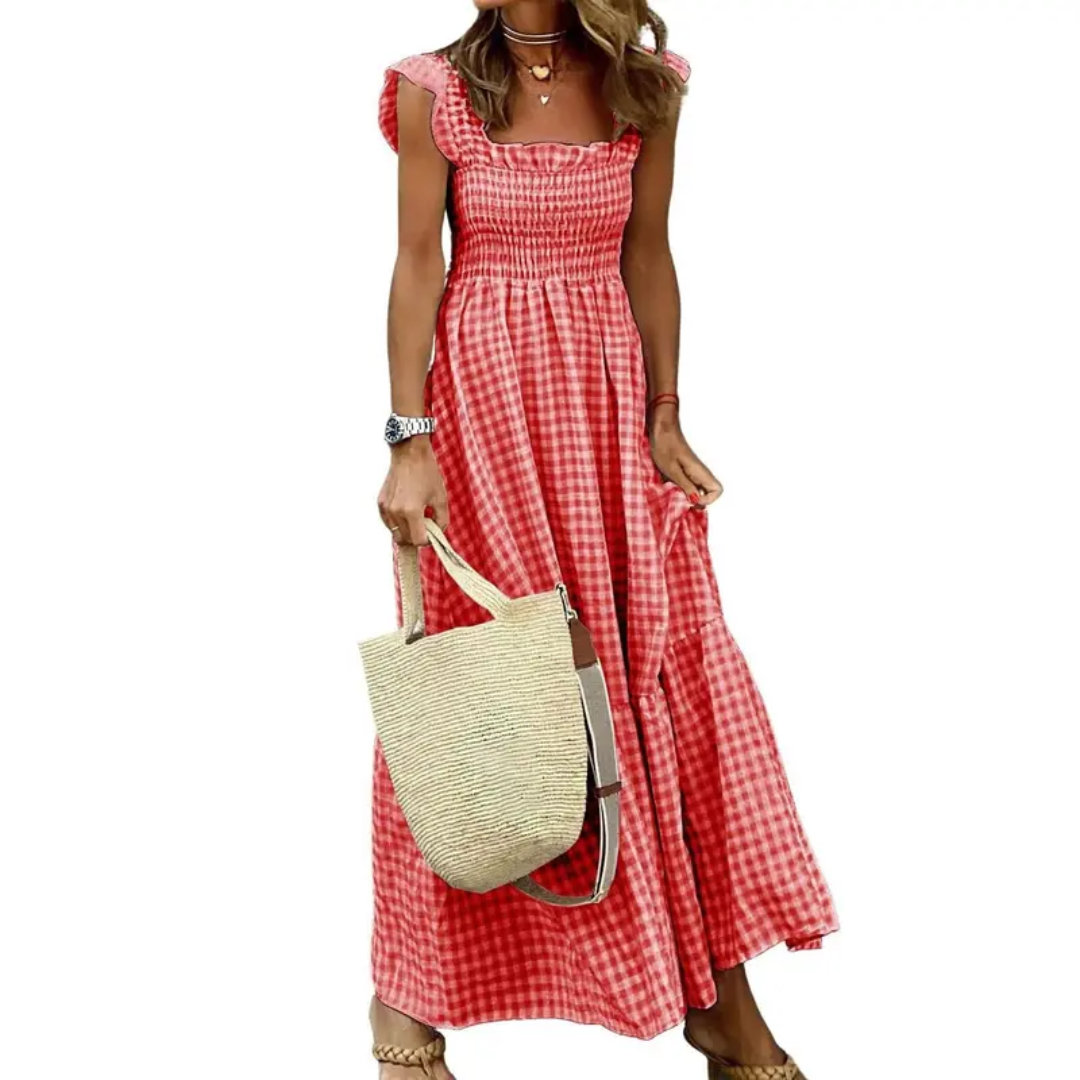Ashcroft Retro Plaid Smocked Flounce Dress – view 3