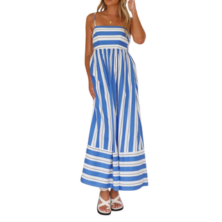 Ashcroft Striped Spaghetti Strap Swing Maxi Dress – view 4