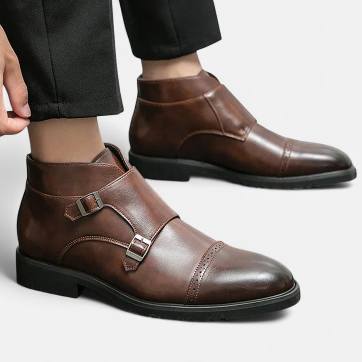 Ashcroft | Patrizio Men's Premium Vegan Leather Monk Strap Boots