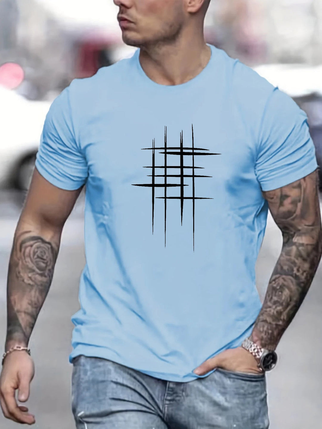 Cazel | Elegant Round-Neck T-Shirt with Graphic Print