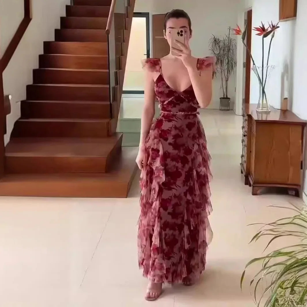Ashcroft Romantic Floral Ruffle Maxi Dress