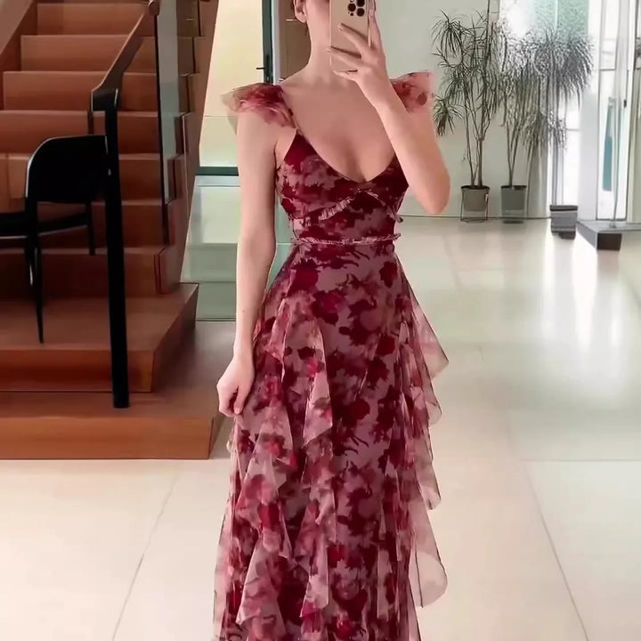 Ashcroft Romantic Floral Ruffle Maxi Dress – view 2