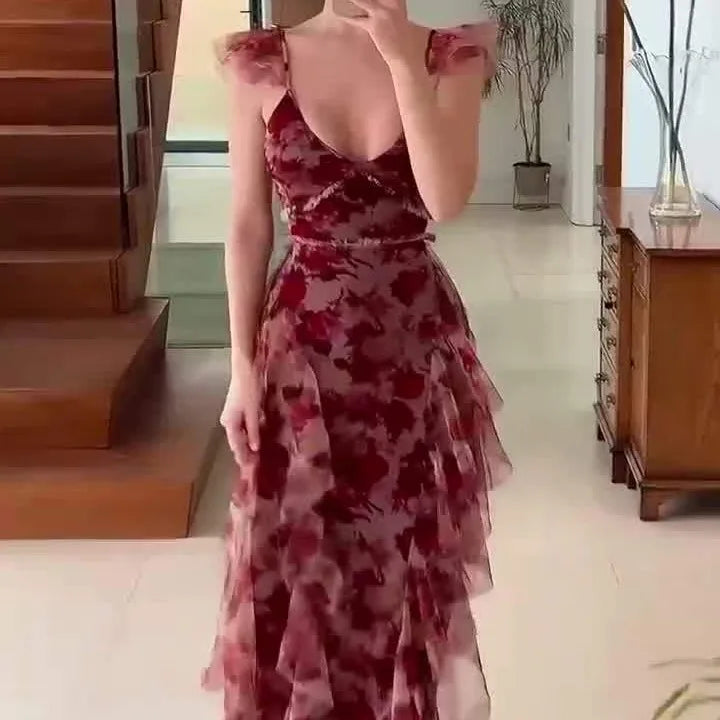 Ashcroft Romantic Floral Ruffle Maxi Dress – view 3
