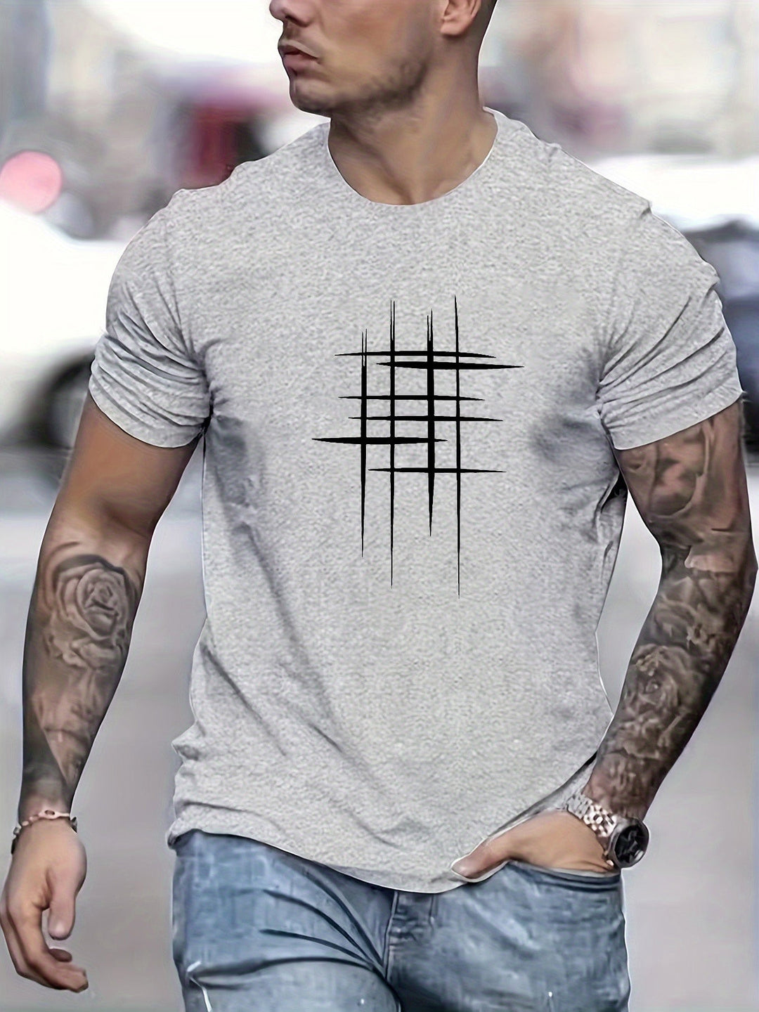 Cazel | Elegant Round-Neck T-Shirt with Graphic Print