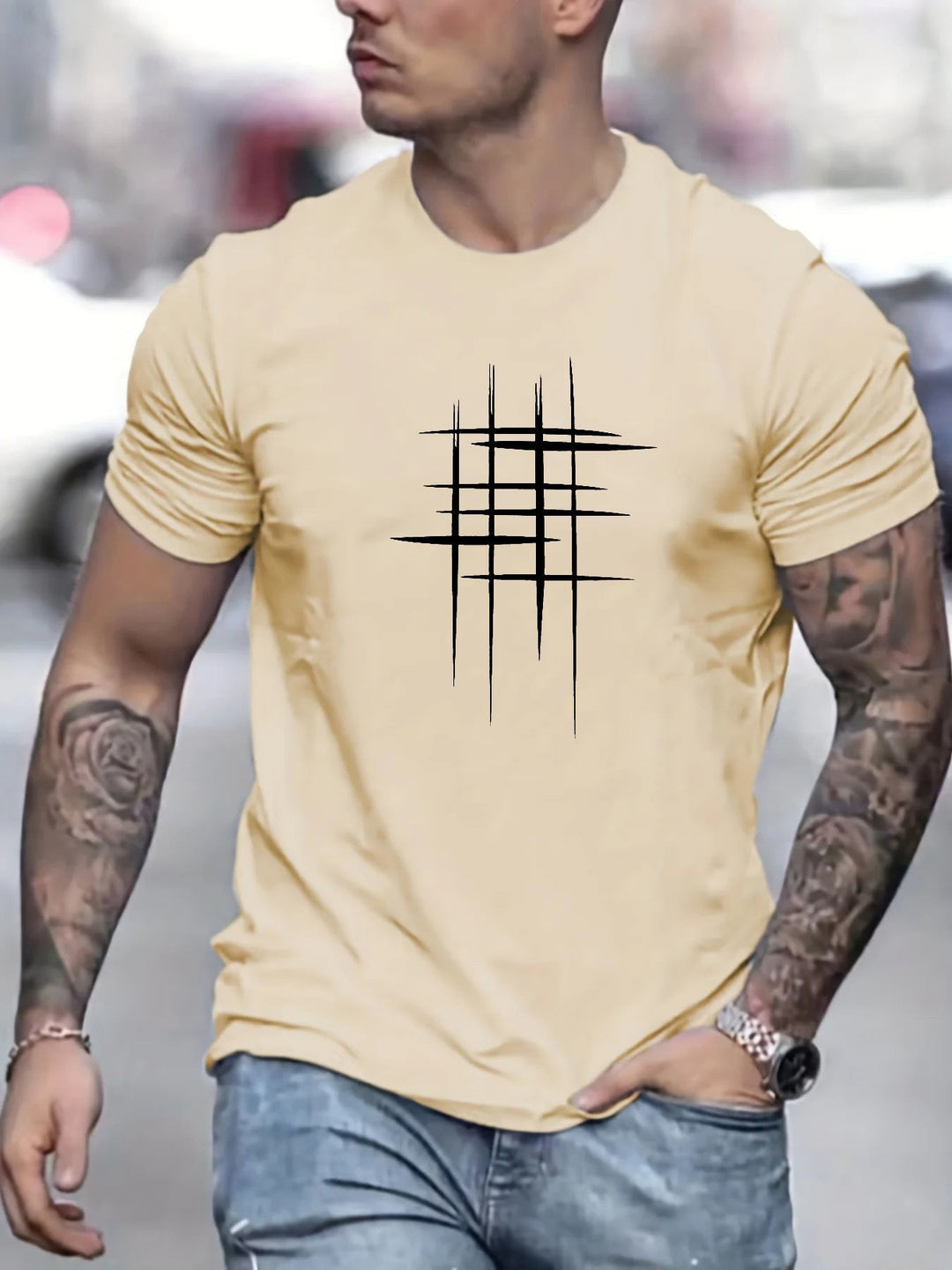 Cazel | Elegant Round-Neck T-Shirt with Graphic Print