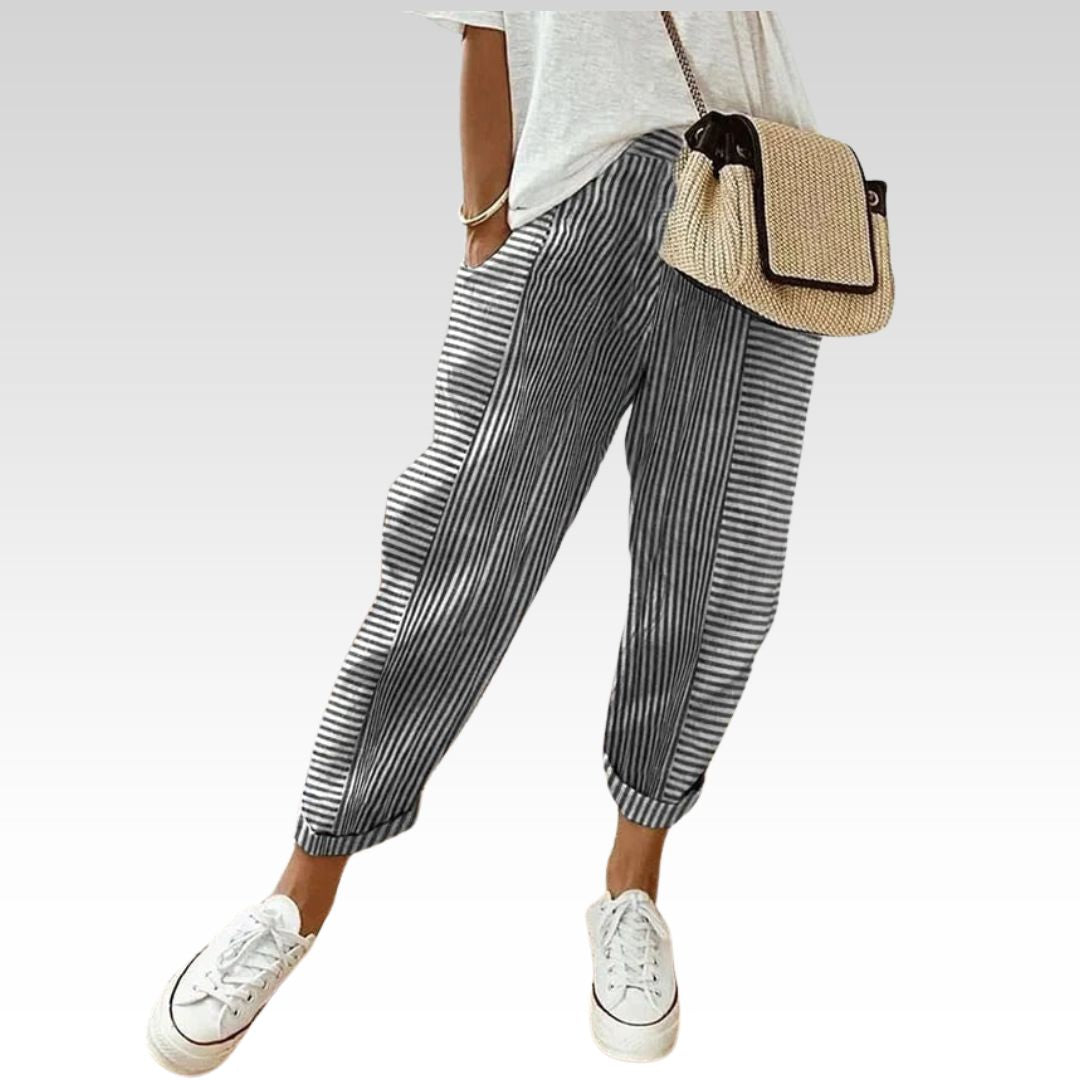 Ashcroft | Striped Linen-Blend Trousers