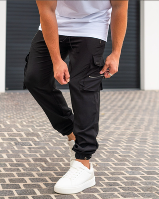 Ashcroft | Black Cargo Trousers