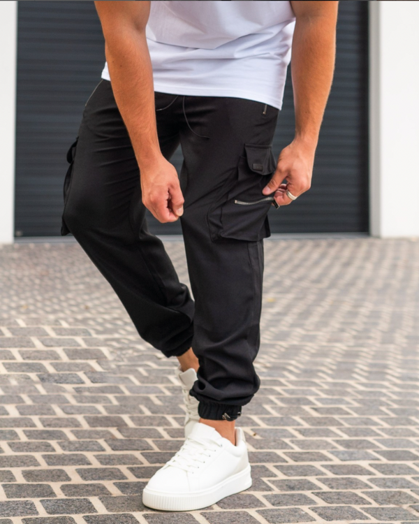 Ashcroft | Black Cargo Trousers