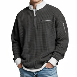 Waffle-Knit Half-Zip Jumper