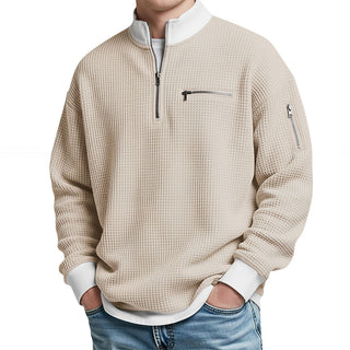 Waffle-Knit Half-Zip Jumper