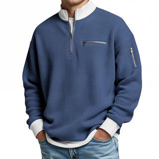Waffle-Knit Half-Zip Jumper