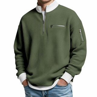 Waffle-Knit Half-Zip Jumper