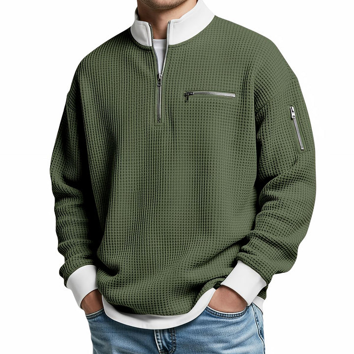 Waffle-Knit Half-Zip Jumper