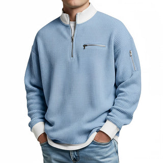 Waffle-Knit Half-Zip Jumper