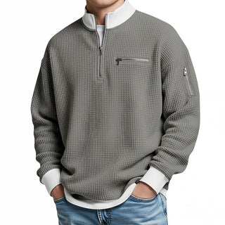 Waffle-Knit Half-Zip Jumper