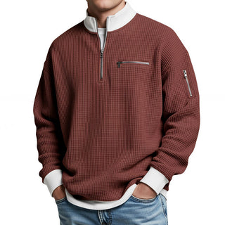 Waffle-Knit Half-Zip Jumper