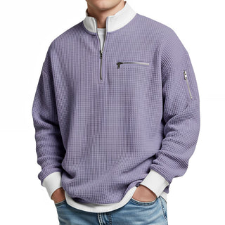 Waffle-Knit Half-Zip Jumper