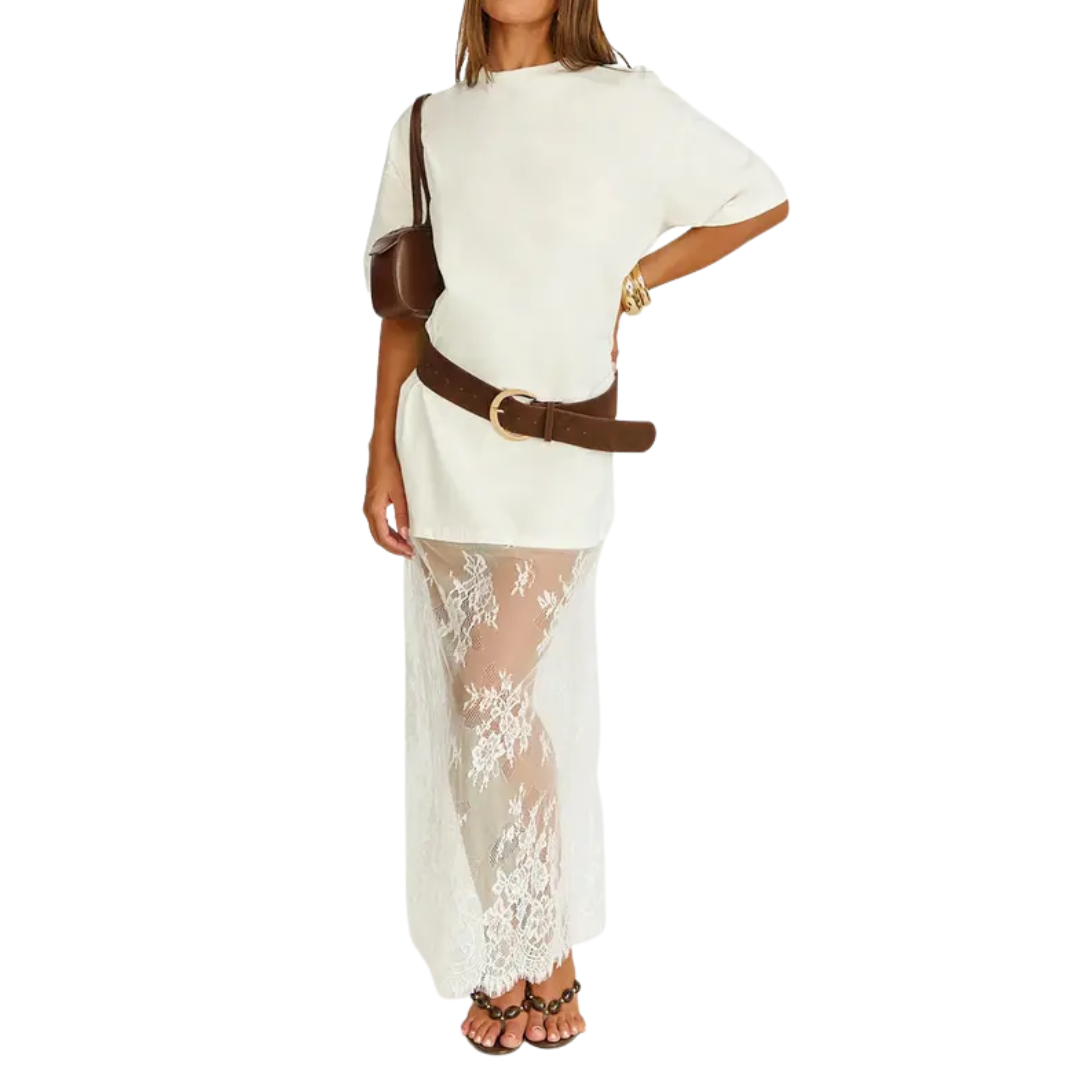 Ashcroft Lace Hem Drop Shoulder Maxi Dress – view 2